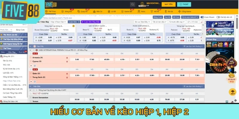 Hiểu cơ bản về kèo hiệp 1, hiệp 2