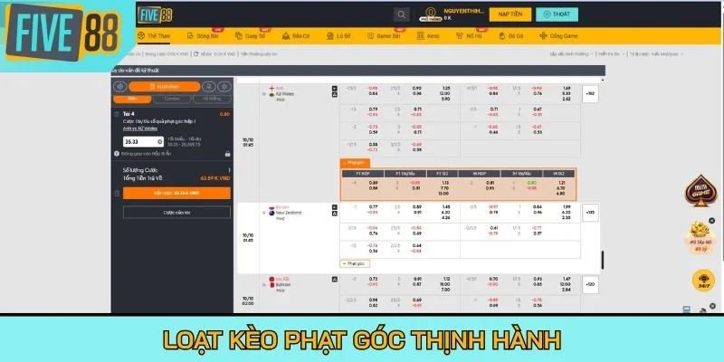 Loạt kèo phạt góc thịnh hành