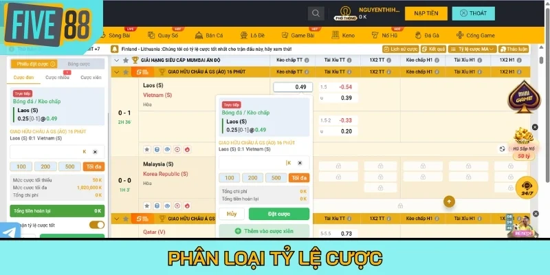 Phân loại tỷ lệ cược